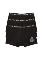 Bokserki o dopasowanym kroju z bawełną (3 pary). Czarne bokserki bonprix, m, bez wzorów, z bawełny. Za 53.97 zł.