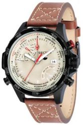 Sector zegarek męski chronograf 48 mm ze skórzanym paskiem. Brązowe, analogowe zegarki Erima, szklane. Za 781.99 zł.