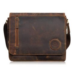Męska brązowa torba na ramie ze skóry naturalnej vintage Paolo Peruzzi T-147-HBR. Brązowe torby na ramię bez wzorów, ze skóry, na ramię, bez dodatków. Za 359.00 zł.