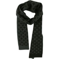 Szalik Czarno-Szary w Gwiazdki, Jesienno-Zimowy, Dwustronny, Męski, Ciepły -EM Men's Accessorie. Szare szaliki Em men's accessories, bez wzorów, z materiału. Za 69.99 zł.