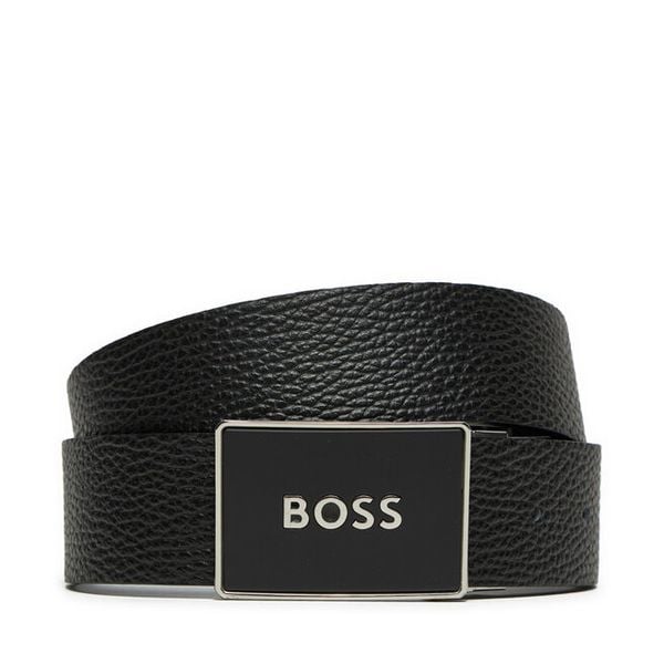 Pasek BOSS. Czarne paski Boss, bez wzorów. Za 404.99 zł.