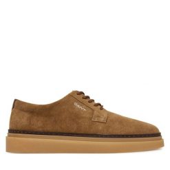 Półbuty Gant. Brązowe eleganckie półbuty GANT, bez wzorów, bez obcasa, bez zapięcia. Za 629.99 zł.
