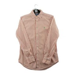 Second life - Klasyczna koszula męska w paski - Jak nowy. Brązowe koszule RALPH LAUREN, m, bez wzorów, z jeansu, bez kołnierzyka, bez ramiączek. Za 212.96 zł.