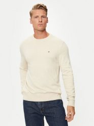 Tommy Hilfiger Sweter MW0MW28046 Écru Regular Fit. Swetry rozpinane Tommy Hilfiger, m, bez wzorów, z bawełny, bez kołnierzyka, bez ramiączek. Za 559.99 zł.
