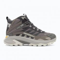 Buty trekkingowe - męskie - Merrell Moab Speed 2 Mid GORE-TEX - Asphalt. Szare buty turystyczne Merrell, bez wzorów, z gore-texu, za kostkę, bez zapięcia, trekkingowe, gore-tex. Za 639.00 zł.
