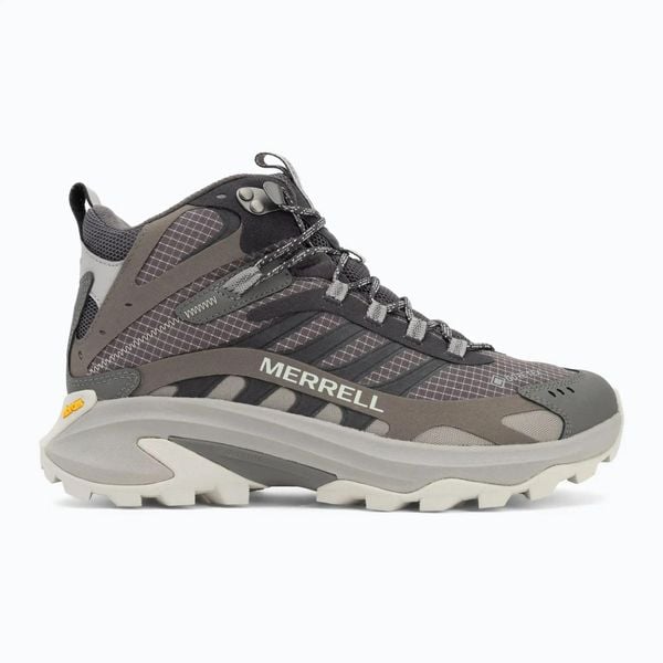 Buty trekkingowe - męskie - Merrell Moab Speed 2 Mid GORE-TEX - Asphalt. Szare buty turystyczne Merrell, bez wzorów, z gore-texu, za kostkę, bez zapięcia, trekkingowe, gore-tex. Za 639.00 zł.