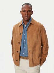 Tommy Hilfiger Kurtka skórzana MW0MW44296 Brązowy jasny Regular Fit. Brązowe kurtki Tommy Hilfiger, m, bez wzorów, ze skóry, bez kaptura. Za 2,089.00 zł.