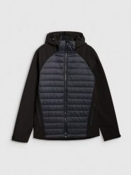 4F Kurtka softshell wiatroodporna membrana 5000 męska - czarna XL. Czarne kurtki 4F, m, bez wzorów, z dzianiny, z kapturem. Za 299.99 zł.
