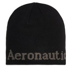 Czapka Aeronautica Militare. Czarne czapki zimowe Aeronautica Militare, bez wzorów. Za 129.99 zł.