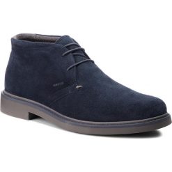 Trzewiki GEOX - U Silmor A U845SA 00022 C4002 Navy. Niebieskie botki sznurowane Geox, bez wzorów, z materiału, bez obcasa, bez zapięcia. W wyprzedaży za 329.00 zł.