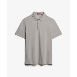 Koszulka polo Piqué Superdry City. Szare koszulki polo Superdry, m, bez wzorów, z tkaniny, bez kołnierzyka, bez ramiączek. W wyprzedaży za 181.85 zł.