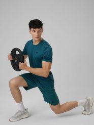 4F Koszulka treningowa regular szybkoschnąca męska - zielona 3XL. Zielone t-shirty 4F, m, bez wzorów, ze skóry, bez kołnierzyka, bez ramiączek. Za 79.99 zł.