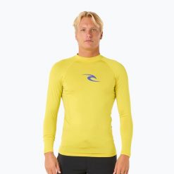 Longsleeve do pływania męski Rip Curl Waves UPF Performance. Żółte odzież kąpielowa Rip Curl, m, bez wzorów, sportowe. Za 156.60 zł.
