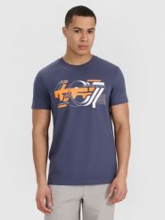 4F T-shirt regular z nadrukiem męski - szary XL. Szare t-shirty 4F, m, bez wzorów, z bawełny, bez kołnierzyka, bez ramiączek. Za 59.99 zł.