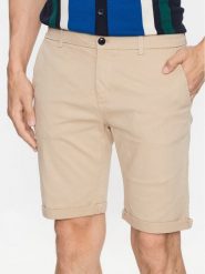 Lindbergh Szorty materiałowe 30-505044 Beżowy Slim Fit. Brązowe szorty Lindbergh, l, bez wzorów, z bawełny. Za 209.99 zł.