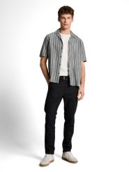 Tom Tailor Denim koszula z krótkim rękawem z lnu Mężczyźni Comfort Fit Bawełna szary, XXL. Szare koszule TOM TAILOR DENIM, na lato, m, bez wzorów, z bawełny, bez kołnierzyka, bez ramiączek. Za 169.95 zł.