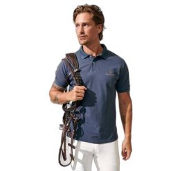 Koszulka polo do jazdy konnej PS of Sweden Lucas. Niebieskie koszulki polo PS OF SWEDEN, bez wzorów, bez kołnierzyka, bez ramiączek. Za 379.00 zł.