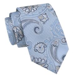 Modny Krawat Męski - Alties - Jasnoniebieski, Wzór Orientalny. Niebieskie krawaty i muchy Alties, bez wzorów, z tkaniny. Za 49.00 zł.