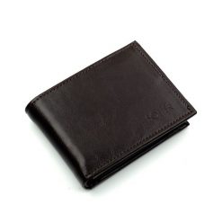 Portfel męski skórzany SOLIER brązowy. Brązowe portfele bez wzorów, ze skóry. Za 84.99 zł.