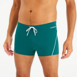 Bokserki pływackie męskie Nabaiji 100 Plus. Czarne odzież kąpielowa NABAIJI, m, bez wzorów, z materiału, eleganckie. Za 34.99 zł.