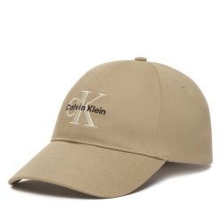 Czapka z daszkiem Calvin Klein. Brązowe czapki z daszkiem CALVIN KLEIN, bez wzorów. Za 169.99 zł.