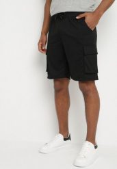 Czarne Dresowe Szorty z Bawełną Typu Cargo Soniela. Czarne krótkie spodenki sportowe Born2be, l, bez wzorów, z bawełny. W wyprzedaży za 33.99 zł.