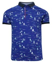 Koszulka POLO, Chabrowa w Żaglówki, Męska, Krótki Rękaw, T-shirt. Niebieskie bluzki z długim rękawem Le Marin, l, bez wzorów, z bawełny, bez kołnierzyka, bez ramiączek. Za 159.00 zł.