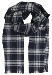 Szalik Wełniany, Granatowo-Szary w Kratkę, Ciepły, Jesienno-Zimowy, Męski -V. FRAAS. Niebieskie szaliki V. Fraas, bez wzorów, z materiału. Za 85.00 zł.