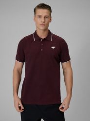 4F Koszulka polo regular męska - czerwona S. Czerwone koszulki polo 4F, m, bez wzorów, z dzianiny, bez kołnierzyka, bez ramiączek, trekkingowe. Za 119.99 zł.