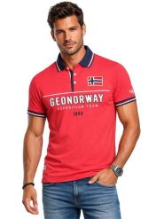 Geographical Norway Koszulka polo "Ketora" w kolorze czerwonym rozmiar: L. Czerwone koszulki polo Geographical Norway, l, bez wzorów, z bawełny, bez kołnierzyka, bez ramiączek. Za 86.99 zł.