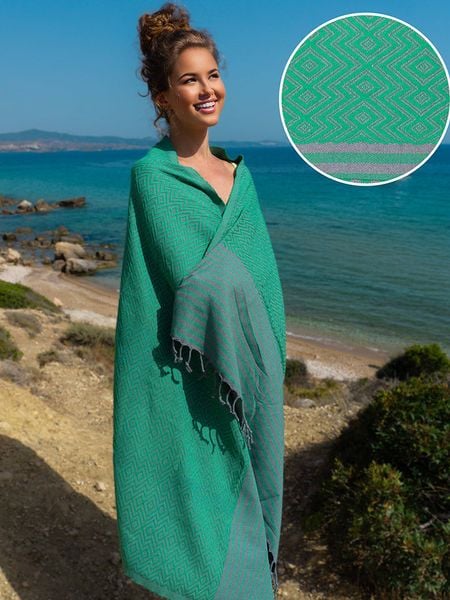 Hammam Chusta hammam w kolorze zielonym - 180 x 100 cm rozmiar: onesize. Zielone szaliki Hammam, bez wzorów, z bawełny. Za 69.99 zł.