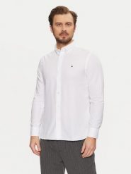 Tommy Hilfiger Koszula Flex Dobby MW0MW37578 Biały Slim Fit. Białe koszule Tommy Hilfiger, l, bez wzorów, z bawełny, bez kołnierzyka, bez ramiączek. Za 279.99 zł.