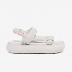 Sandały Puma Mayu Summer Cloud Nimbus Skóra Naturalna Jasnoszare. Szare sandały Puma, z materiału, z okrągłym noskiem, bez zapięcia. Za 224.95 zł.