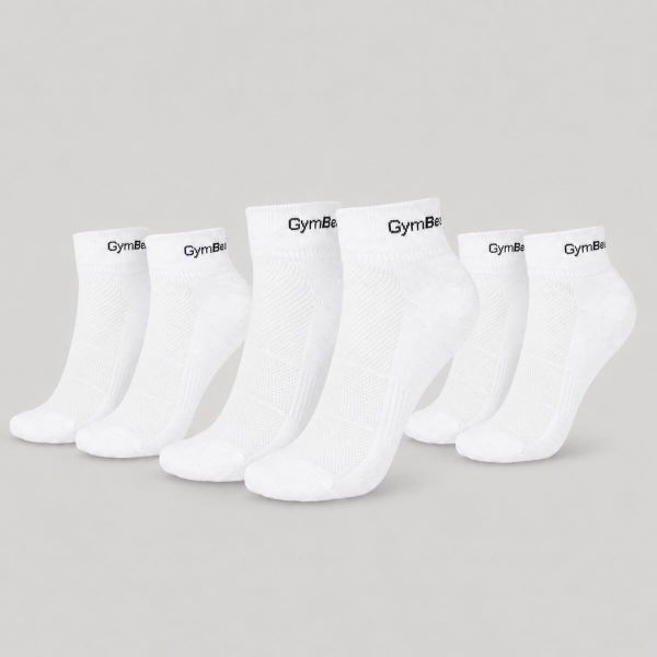 Skarpetki unisex fitness przewiewne Quarter. Białe skarpety GYMBEAM, bez wzorów, z bawełny. Za 34.90 zł.
