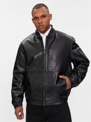 Calvin Klein Kurtka skórzana Hero K10K112372 Czarny Regular Fit. Czarne kurtki CALVIN KLEIN, m, bez wzorów, ze skóry, bez kaptura. Za 1,719.00 zł.