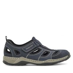 Sandały Rieker. Niebieskie sandały Rieker, bez zapięcia. Za 359.99 zł.