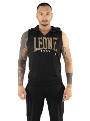 Leone Stripe Gold Bluza bez rękawów z kapturem dla mężczyzn. Czarne bluzy z kapturem LEONE 1947 APPAREL, m, bez wzorów, z bawełny, z kapturem. Za 218.92 zł.