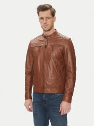 Serge Pariente Kurtka skórzana Tonic Brązowy Slim Fit. Brązowe kurtki Serge Pariente, m, bez wzorów, ze skóry, bez kaptura. Za 999.99 zł.