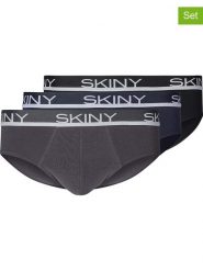 Skiny Slipy (3 pary) w kolorze szarym, granatowym i czarnym rozmiar: S. Czarne slipki Skiny, s, bez wzorów. Za 79.59 zł.