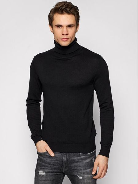 Jack & Jones Golf Emil Knit Roll Neck 12157417 Czarny Regular Fit. Czarne golfy Jack & Jones, m, bez wzorów, z bawełny, bez ramiączek. Za 169.99 zł.