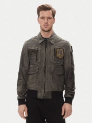 Aeronautica Militare Kurtka skórzana 251PN5047PL00300 Szary Regular Fit. Szare kurtki Aeronautica Militare, m, bez wzorów, ze skóry, bez kaptura. Za 5,899.00 zł.