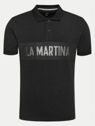 La Martina Polo YMP310 JS324 Czarny Regular Fit. Czarne koszulki polo La Martina, l, bez wzorów, z bawełny, bez kołnierzyka, bez ramiączek. Za 399.99 zł.
