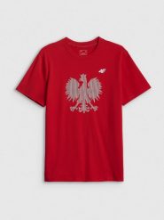 4F Koszulka kibica męska - czerwona XXL. Czerwone t-shirty sportowe 4F, bez wzorów, z dzianiny, bez ramiączek. Za 79.99 zł.