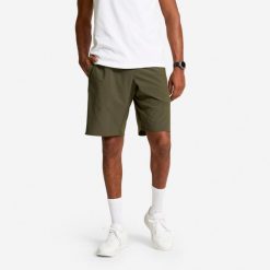 Spodenki fitness cardio męskie Domyos. Brązowe szorty DOMYOS, m, bez wzorów, z materiału, sportowe. Za 79.99 zł.