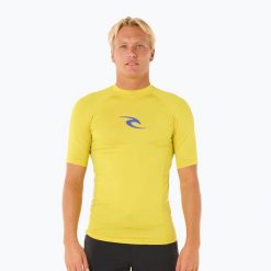 Koszulka do pływania męska Rip Curl Waves UPF Performance. Żółte odzież kąpielowa Rip Curl, m, bez wzorów, sportowe. Za 132.00 zł.