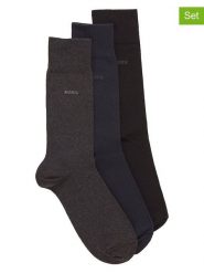 Hugo Boss Underwear Skarpety (3 pary) w kolorze czarnym, granatowym i antracytowym rozmiar: 40-46. Czarne skarpety Hugo Boss Underwear, bez wzorów, prążkowane. Za 57.45 zł.