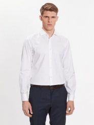 Boss Koszula 50480101 Biały Slim Fit. Białe koszule Boss, m, bez wzorów, z bawełny, bez kołnierzyka, bez ramiączek. Za 289.99 zł.