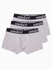 Bokserki męskie bawełniane 3-pak - szare U159 - XXL. Szare bokserki Ombre Clothing, l, bez wzorów, z bawełny. W wyprzedaży za 25.99 zł.