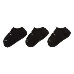 Skarpety Unisex Adult Plus Cush Footie DriFIT Everyday NoShow (zestaw 3 Sztuk). Czarne skarpety Nike, bez wzorów, z bawełny. Za 69.95 zł.