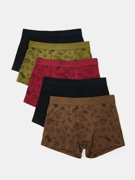 Bawełniane bokserki z motywem turystycznym 5 pack - wielobarwny. Bokserki Sinsay, l, bez wzorów, z bawełny. Za 49.99 zł.